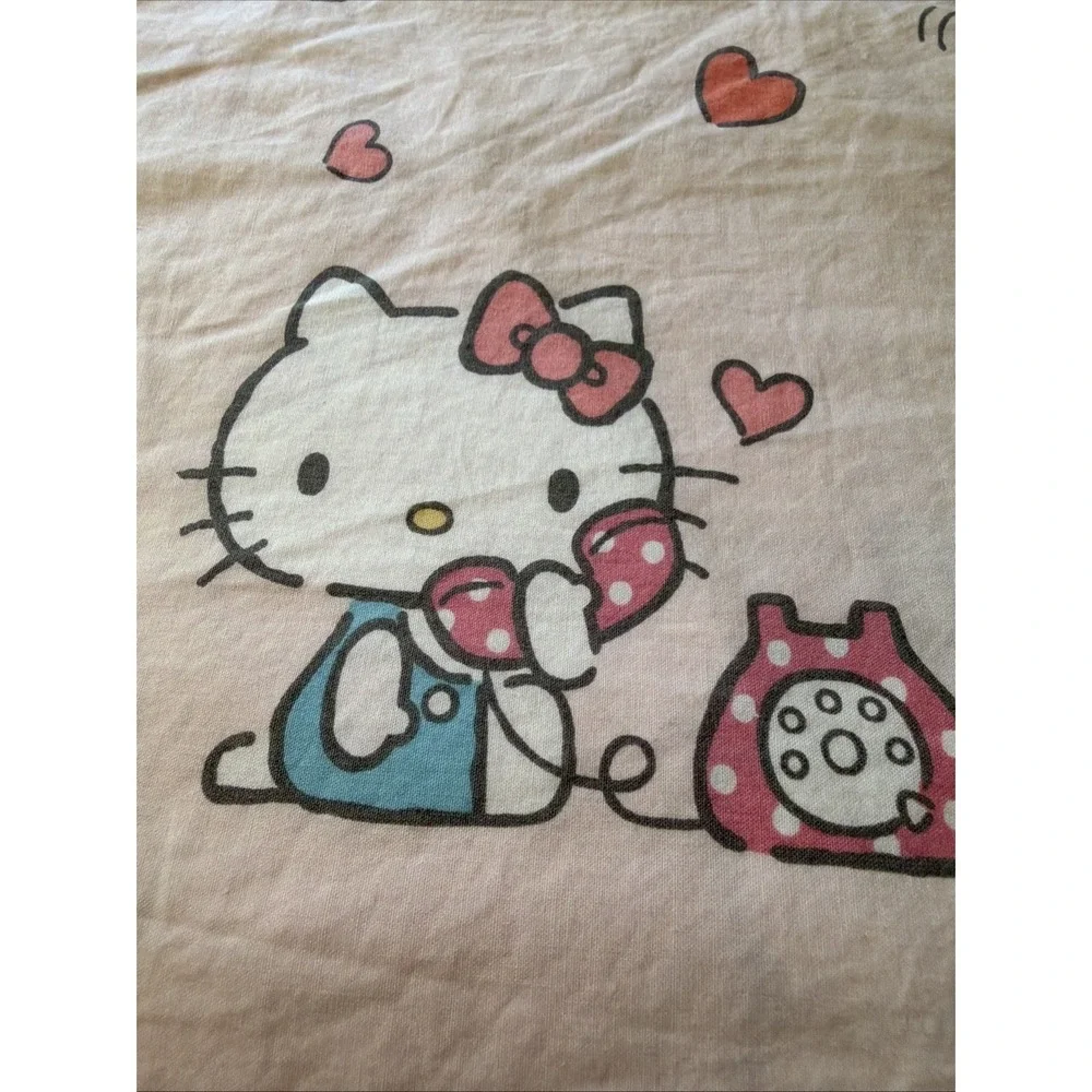 Pottery Barn Hello Kitty Classic Hearts Full/Qn Duvet Cover EUC Organic Cotton